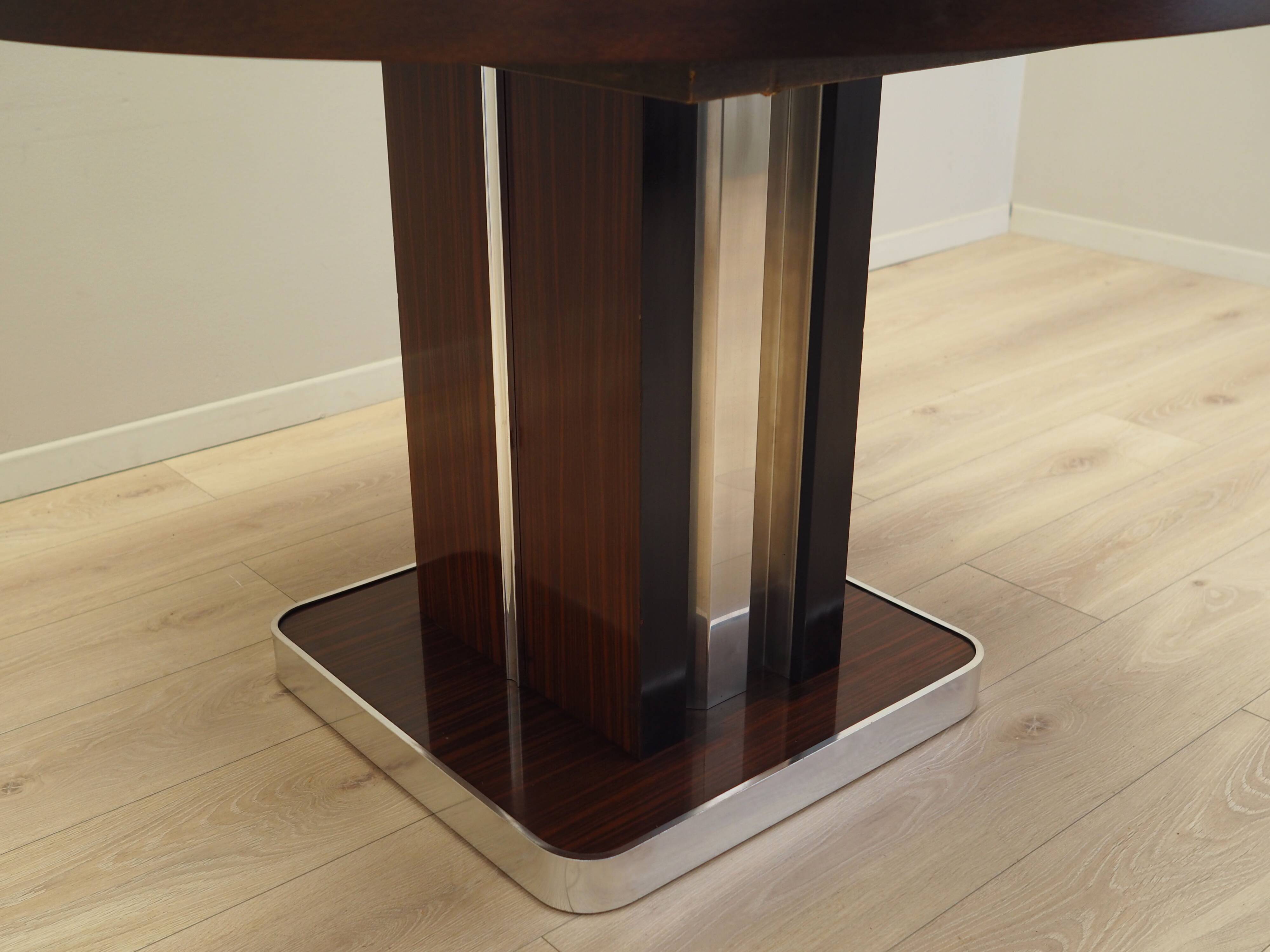 Round mahogany table, Italian design, 1970s, production: Italy