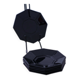 6 "Octime" black Arcoroc saucers