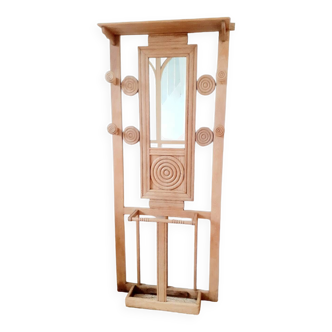 Wabi-sabi style oak coat rack