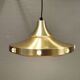 Danish Hanging lamp from the 80s in gold-coloured aluminium with hard-pressed plastic bottom grid an