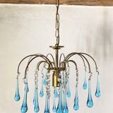 Murano glass waterfall chandelier with tassels and water drops