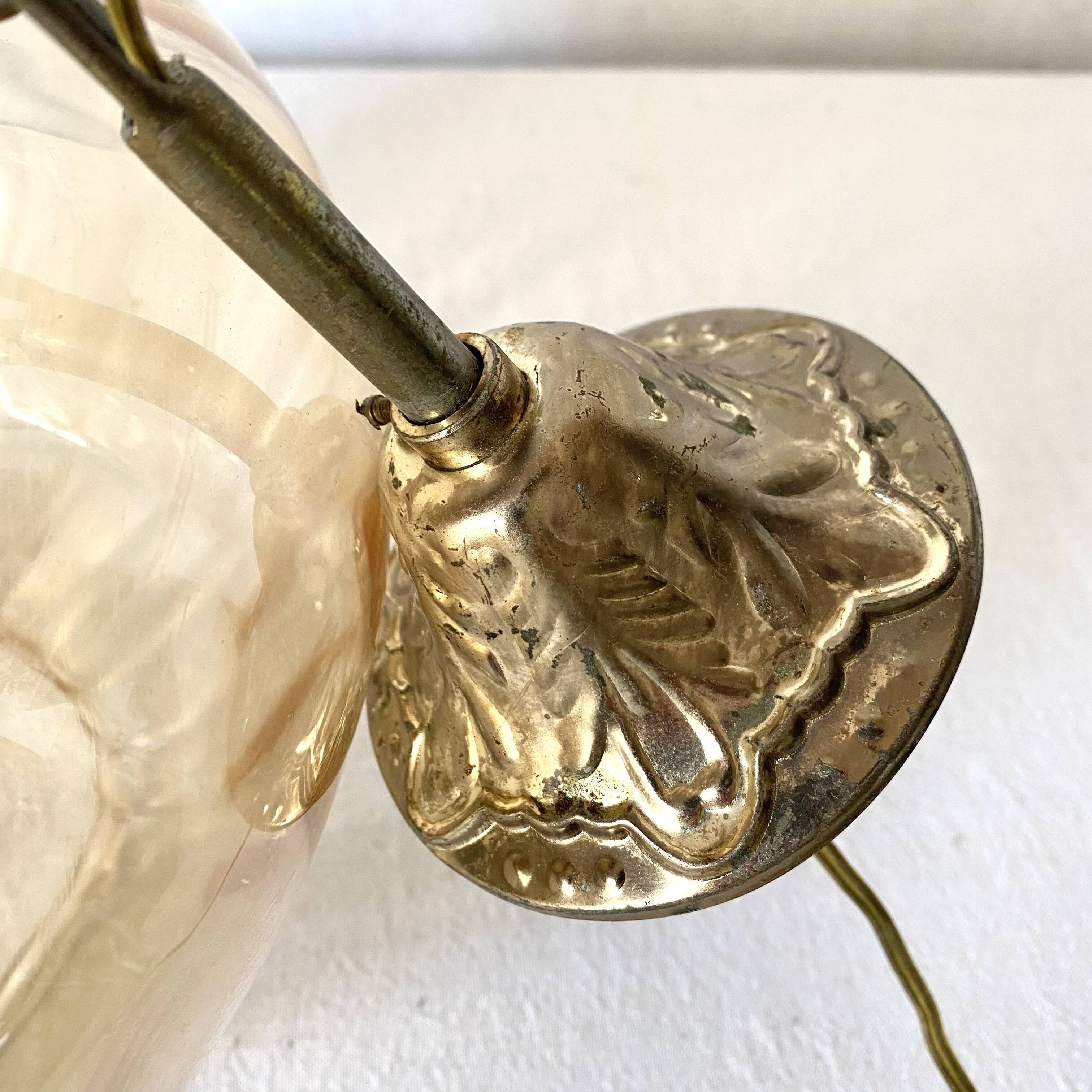 Vintage amber glass pendant light