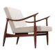 Sculptural Danish lounge chair in teak and fabric Denmark 1960