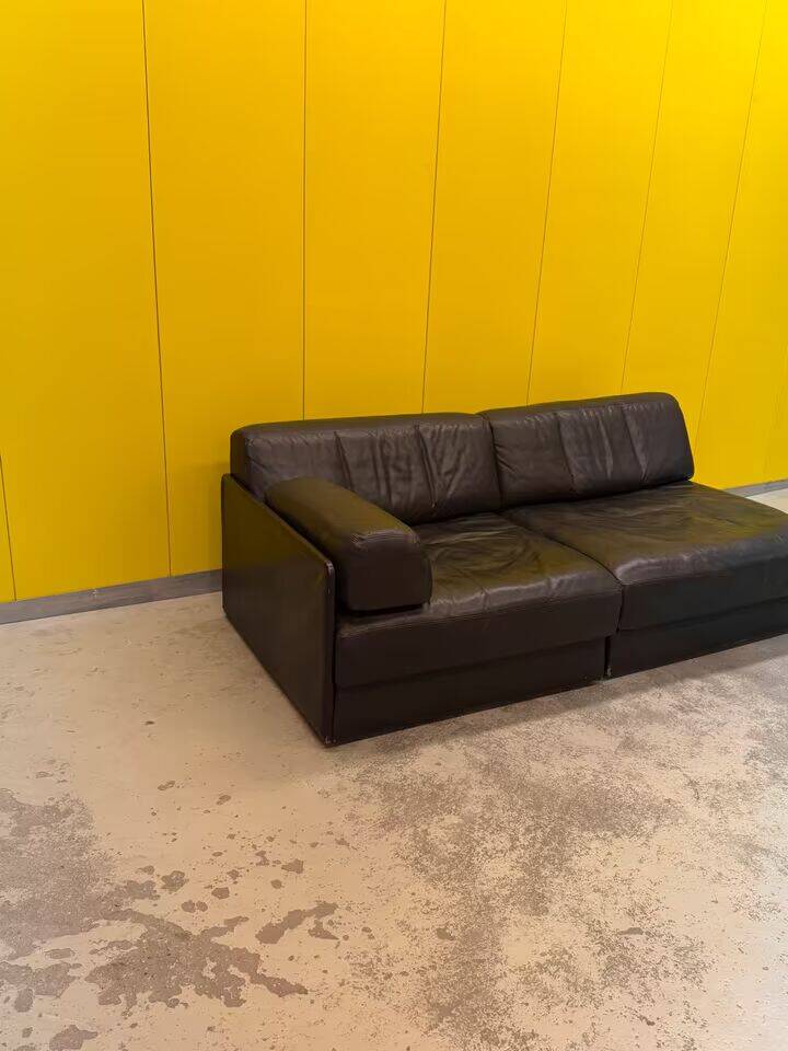 De Sede DS-76 Modular 2-Seater Sofa / Sofa Bed – Black Leather (1970s)