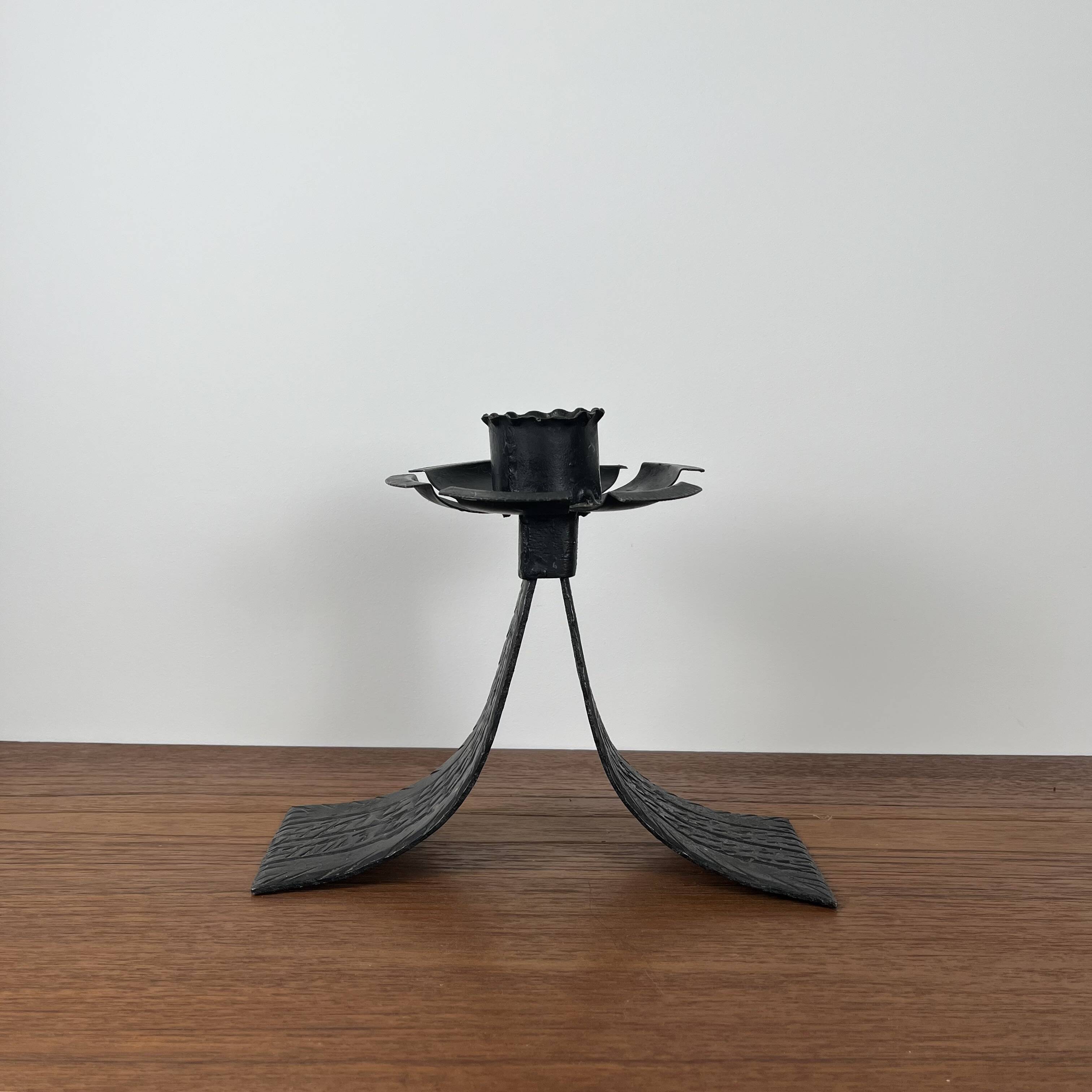 Vintage black wrought iron candle holder. 1960s/70s