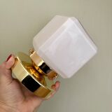 Vintage square globe wall light in white opaline