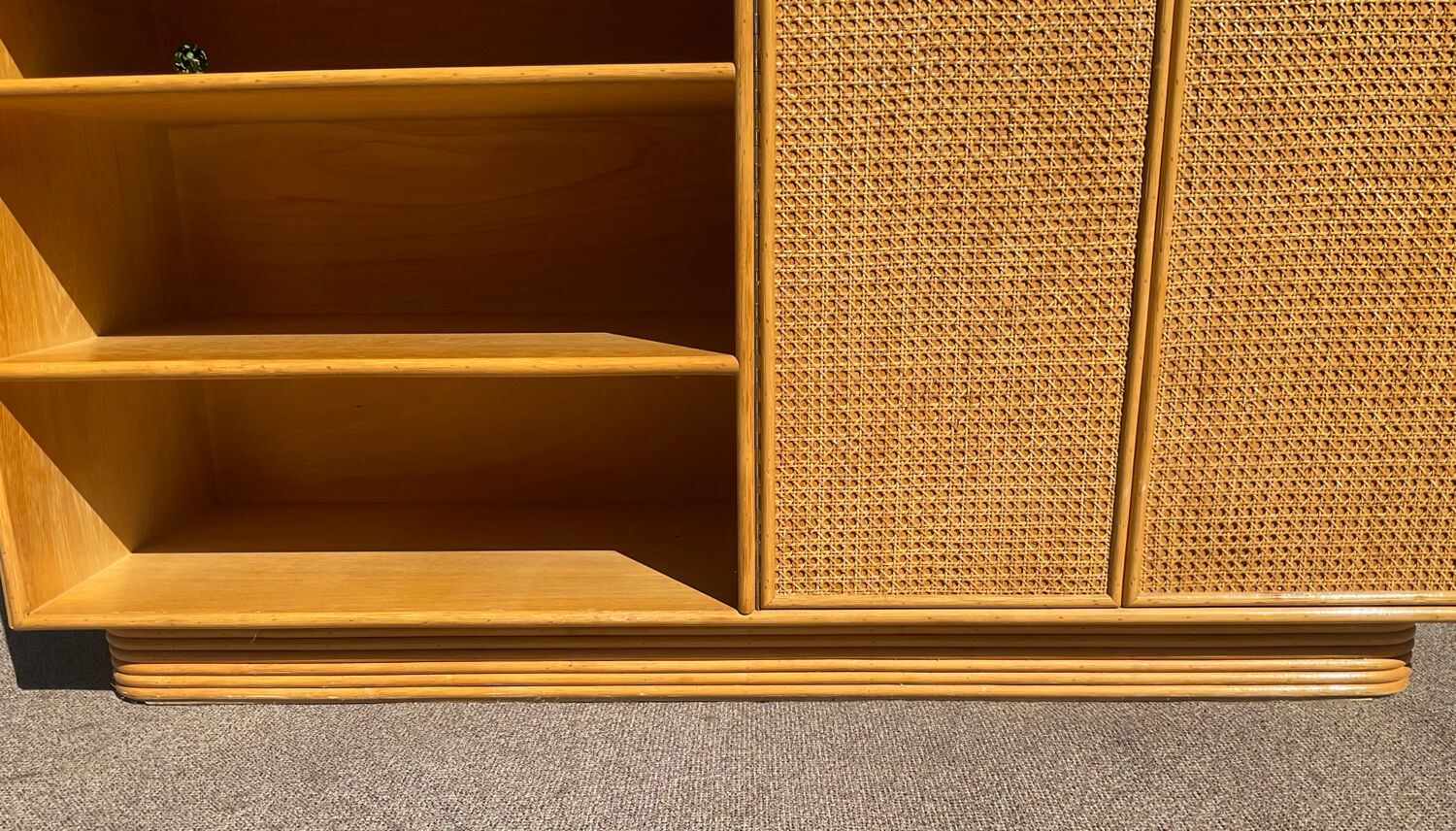 Vintage wooden and cane sideboard from the 70s