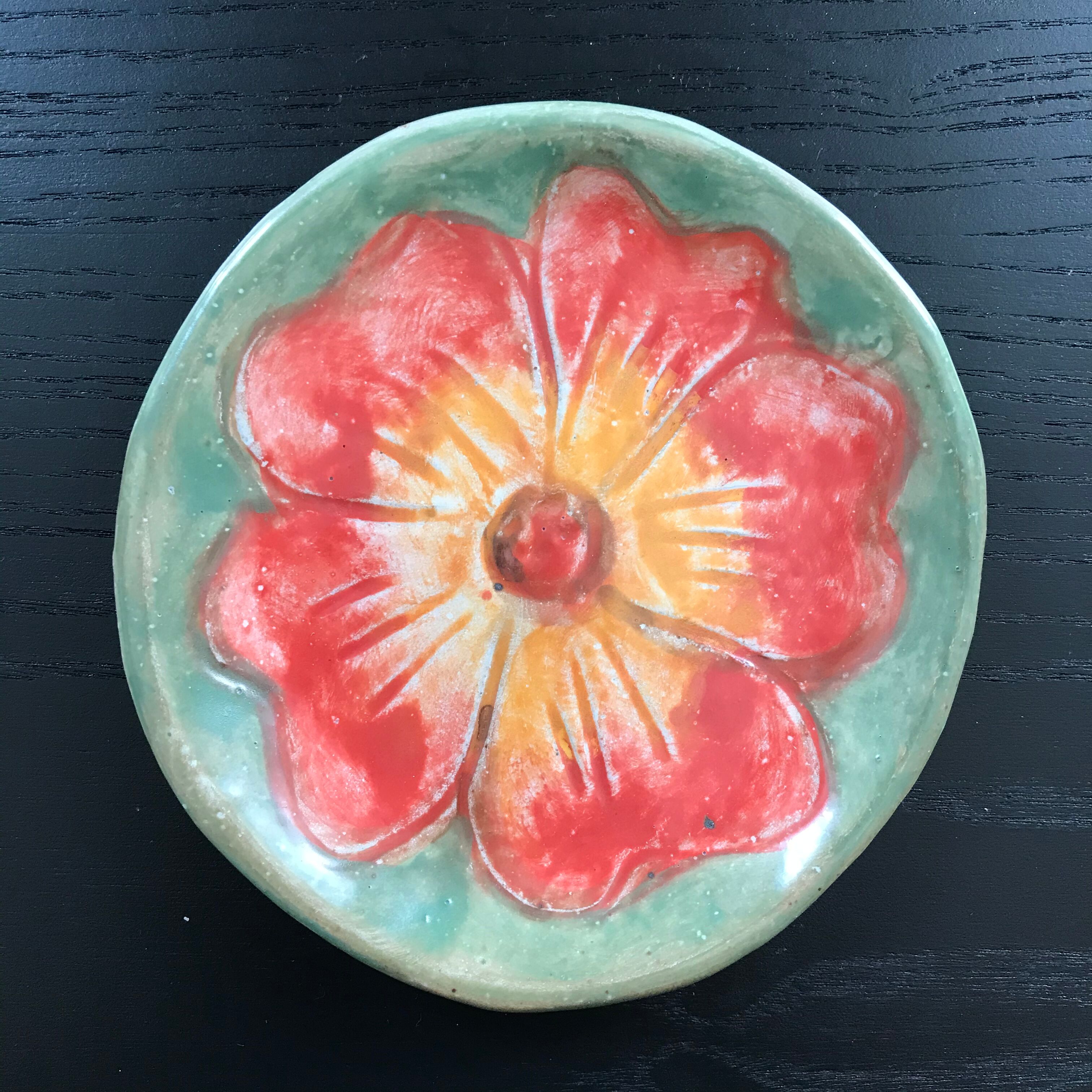 Orange flower trinket tray