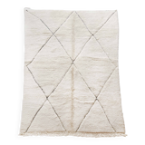 Beni Ouarain ecru Berber rug with black engraved diamonds 299x206cm