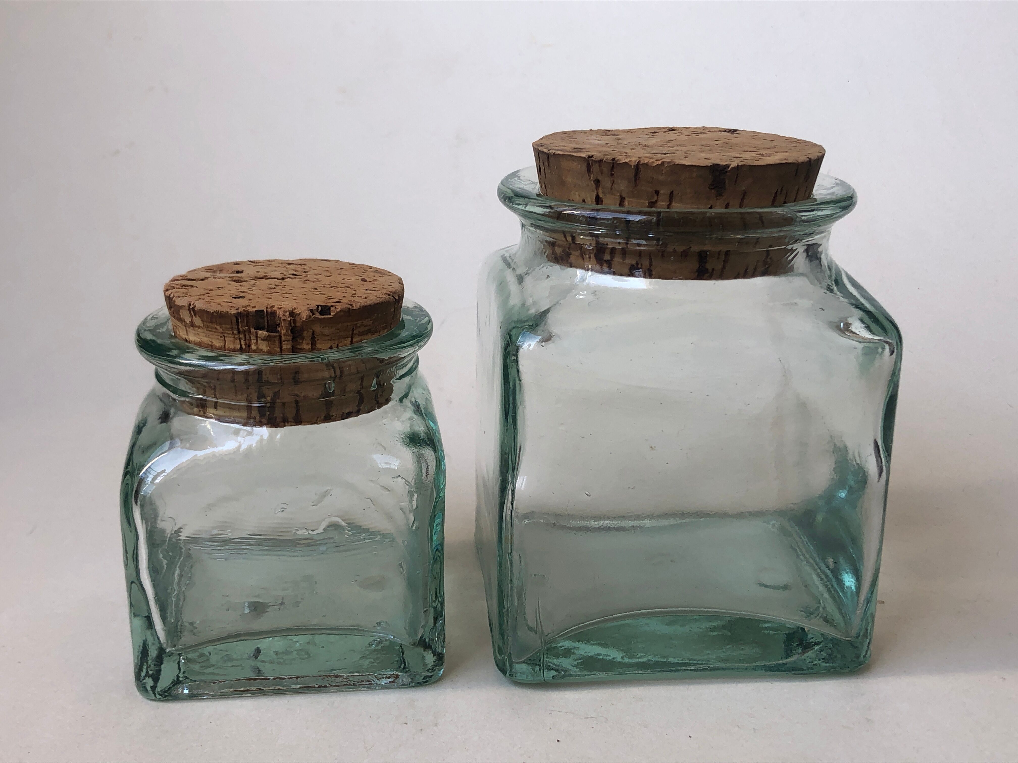 Set of 5 jars glass and Cork. 1970