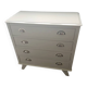 Vintage commode in solid pear wood, revamped in glossy white – tapered legs.