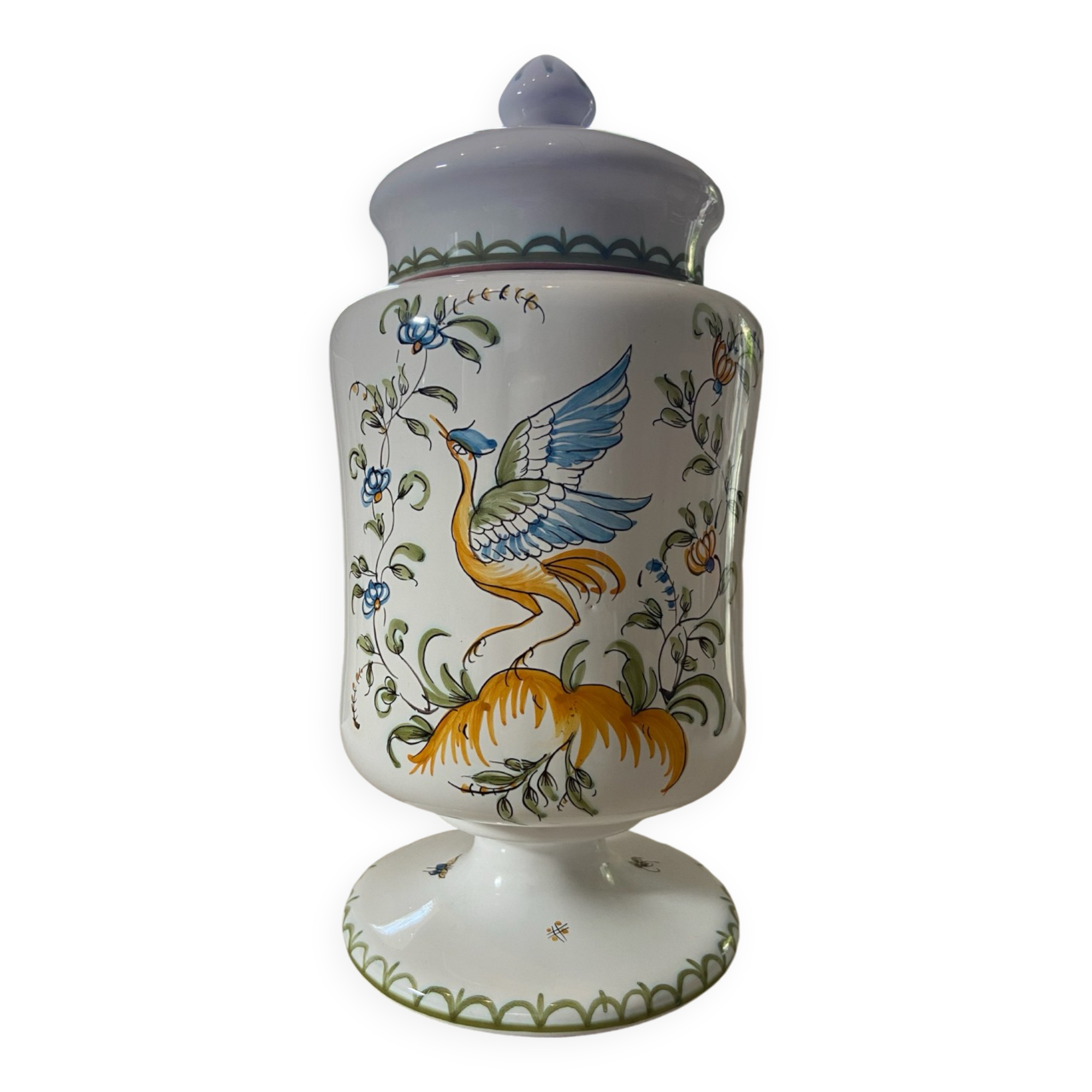 Old Moustiers earthenware apothecary jar