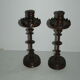 Pair of mahogany turned wood candlesticks