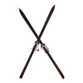 Old pair of wooden skis l'Alpestre