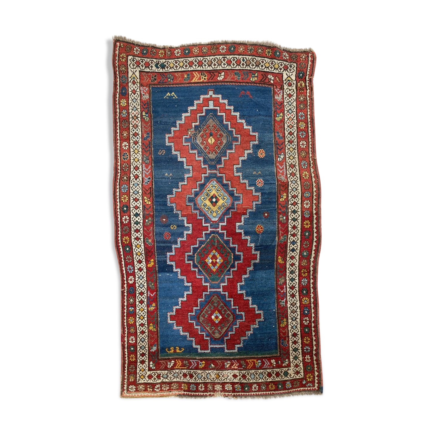 Tapis Ancien Asiatique En Laine Et Coton - Nœud Gros - 210x130 Cm - Authentique Et Certifié