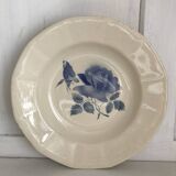 Set of 20 Digoin soup plates, blue rose patterns