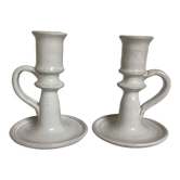 Pair of white ceramic candle holders