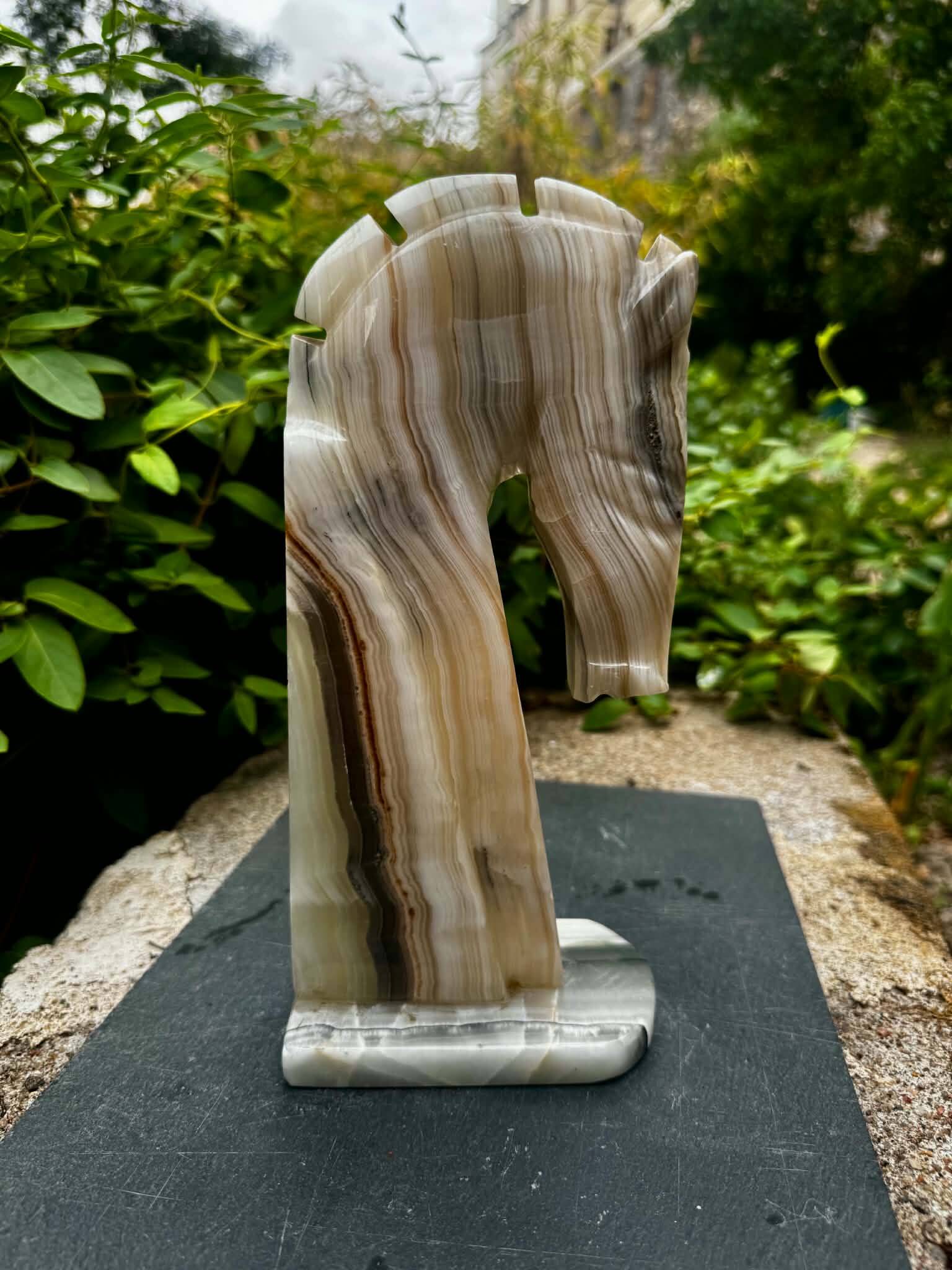 Pair of onyx bookends horse 1960s Italy vintage