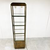 Brass illuminated wall unit by Belgochrom, 1970s