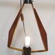 Teak, brass and opaline pendant light, Italy 1960