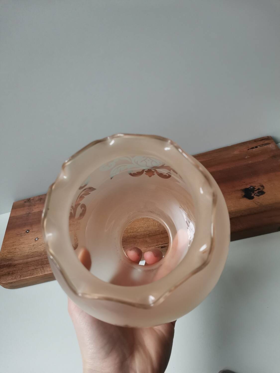 Vintage sandblasted amber glass lamp globe flower pattern hanging lamp