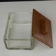 Vintage glass box with tawny leather lid