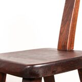 Set of 4 Scandinavian chairs in solid Elm, model T in the style of Olavi Hannin.