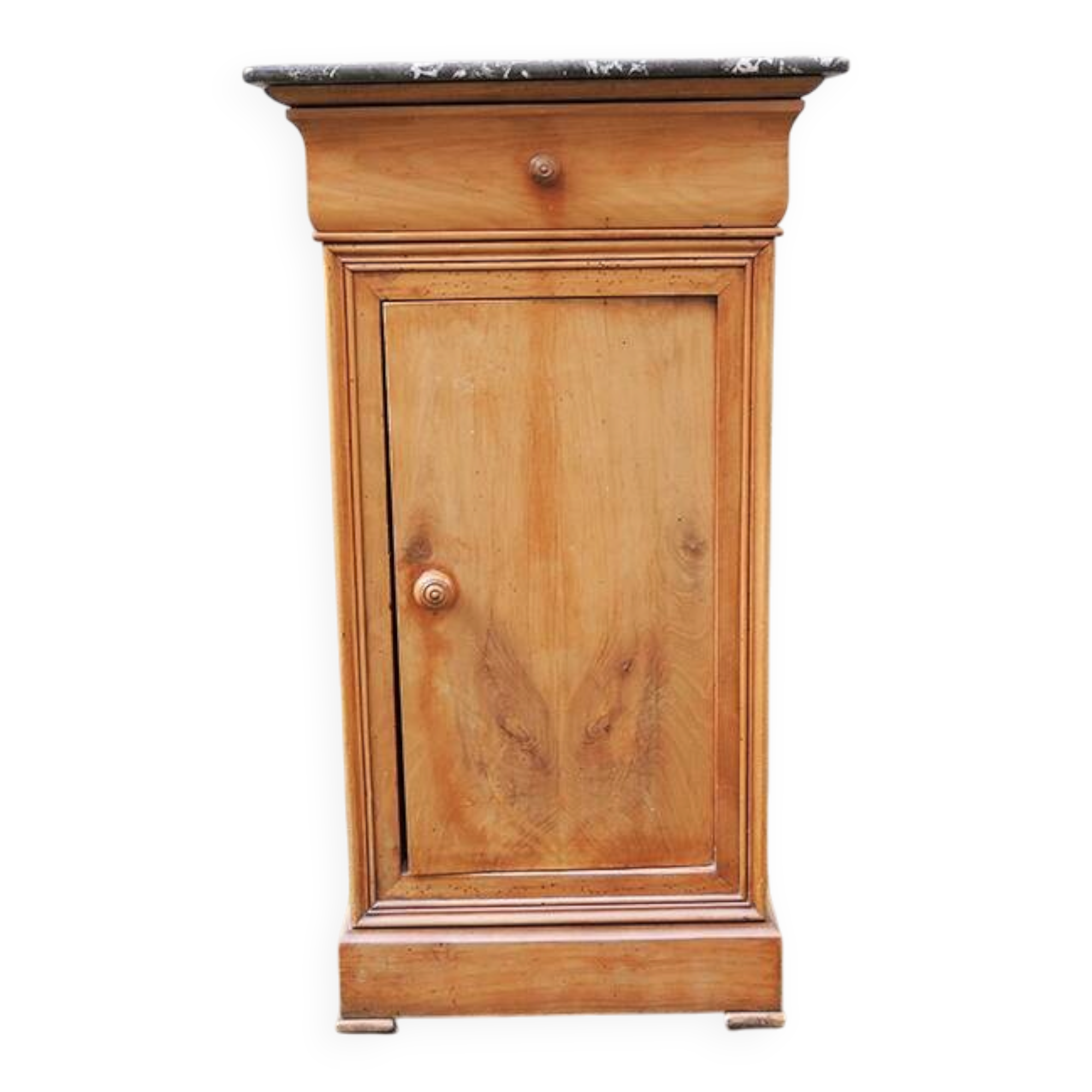 Antique Louis Philippe bedside table in wood and marble.