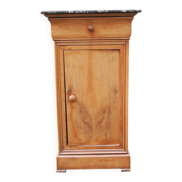 Antique Louis Philippe style bedside table in wood and marble.
