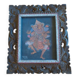 Painting and carved wooden frame, Bali, Indonesia