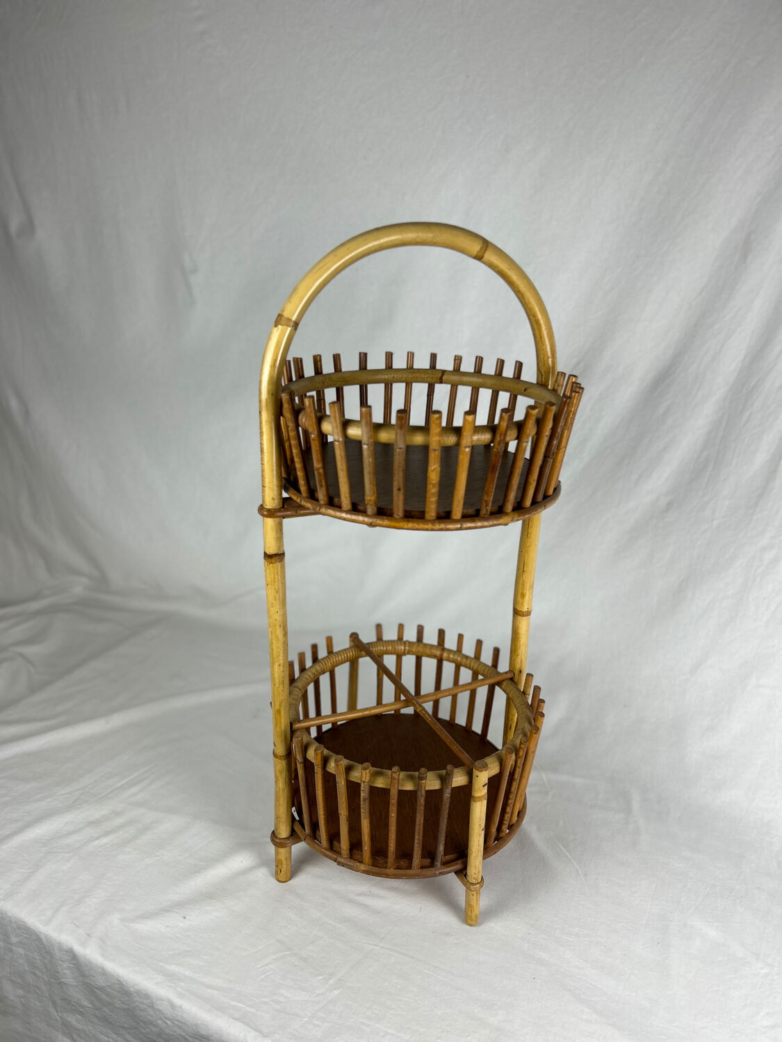 Art Deco style rattan work basket serving cart