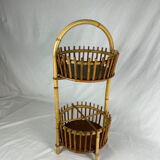 Art Deco style rattan work basket serving cart