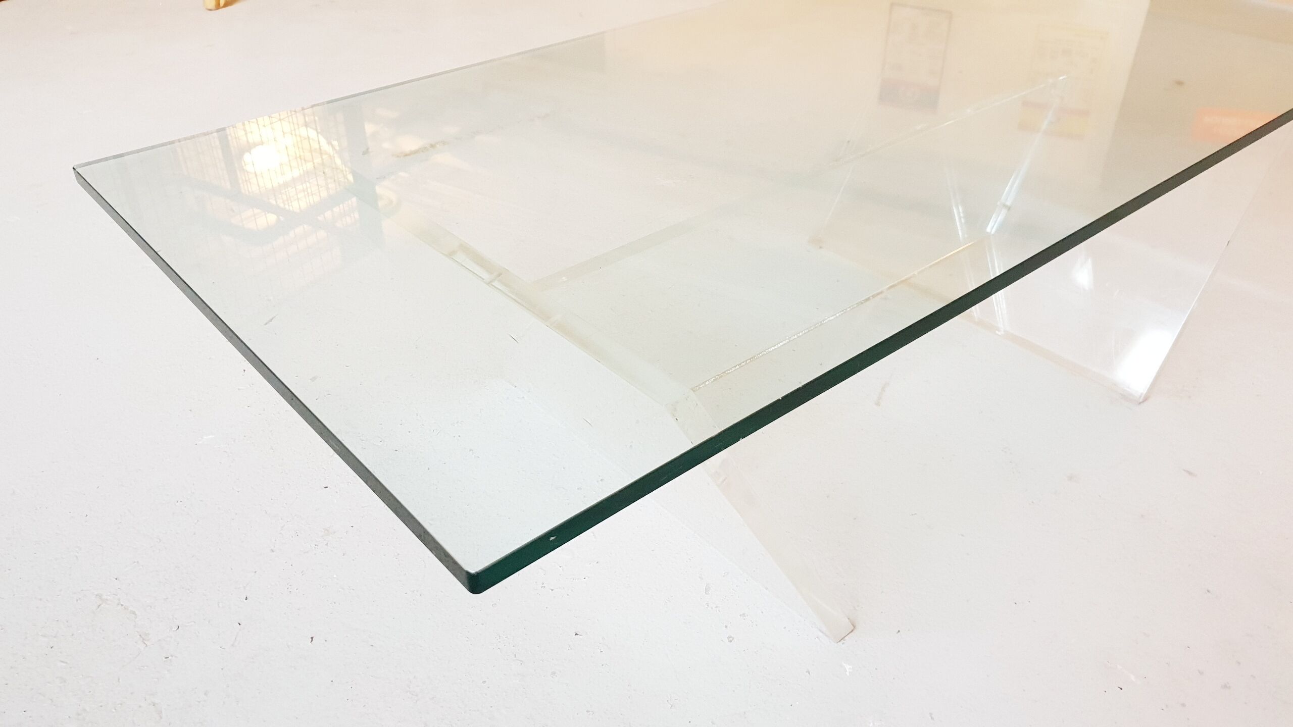 Glass and plexiglass coffee table 1970