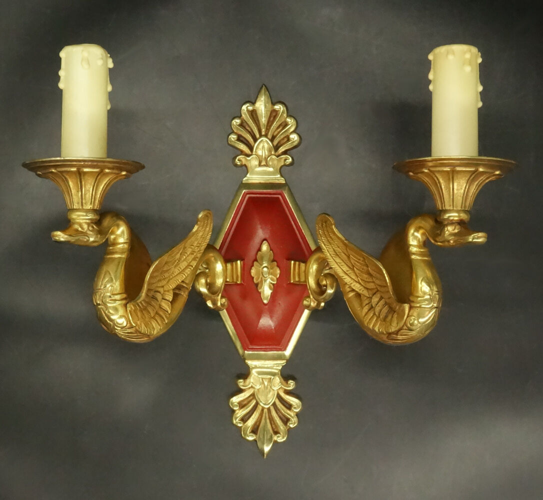 Pair of Empire style swan sconces Petitot