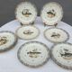 Set 12 plates porcelain gold fine fish fern limousine de Chastagner