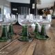 Set of 6 Alsatian wine glasses in chiseled crystal with green turned foot