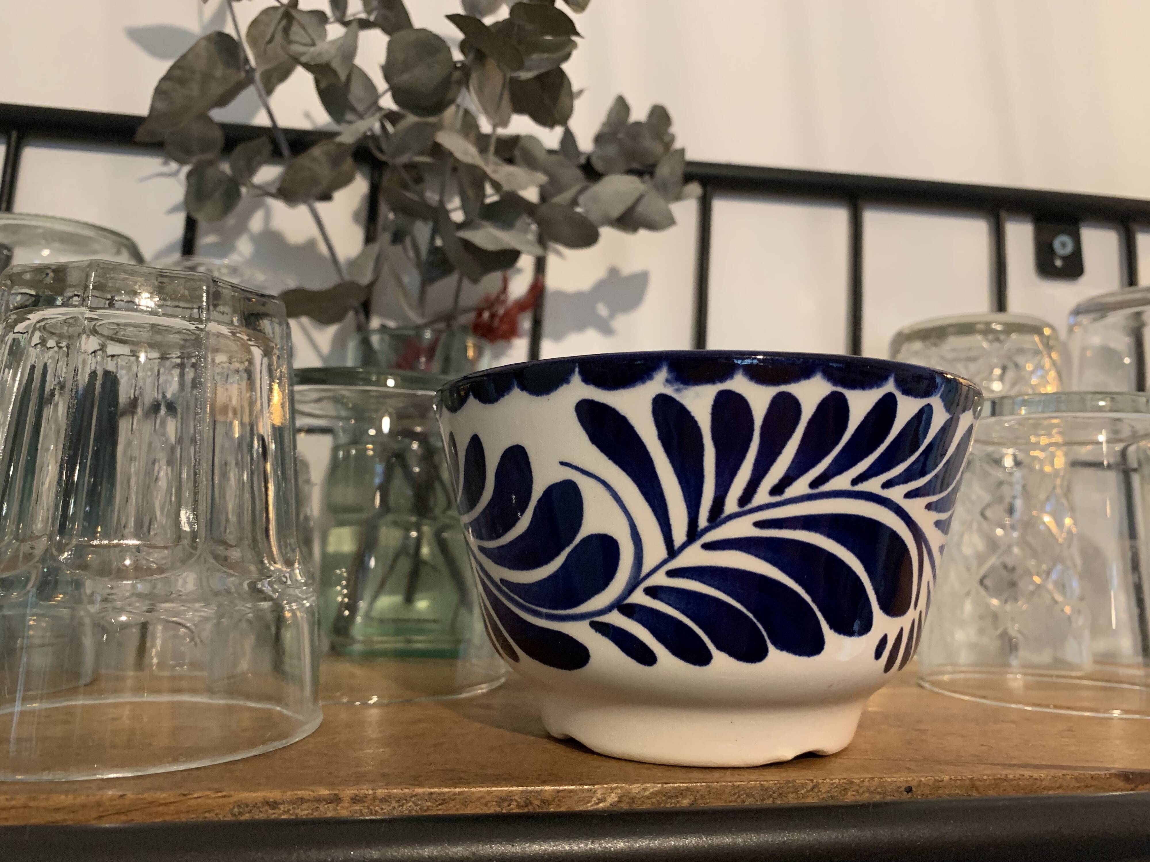 Vintage hard blue & white ceramic bowl - Anfora: art from Madagascar - TBEG!