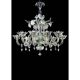 Romantic Transparent Murano Glass Chandelier with White Floral Elements