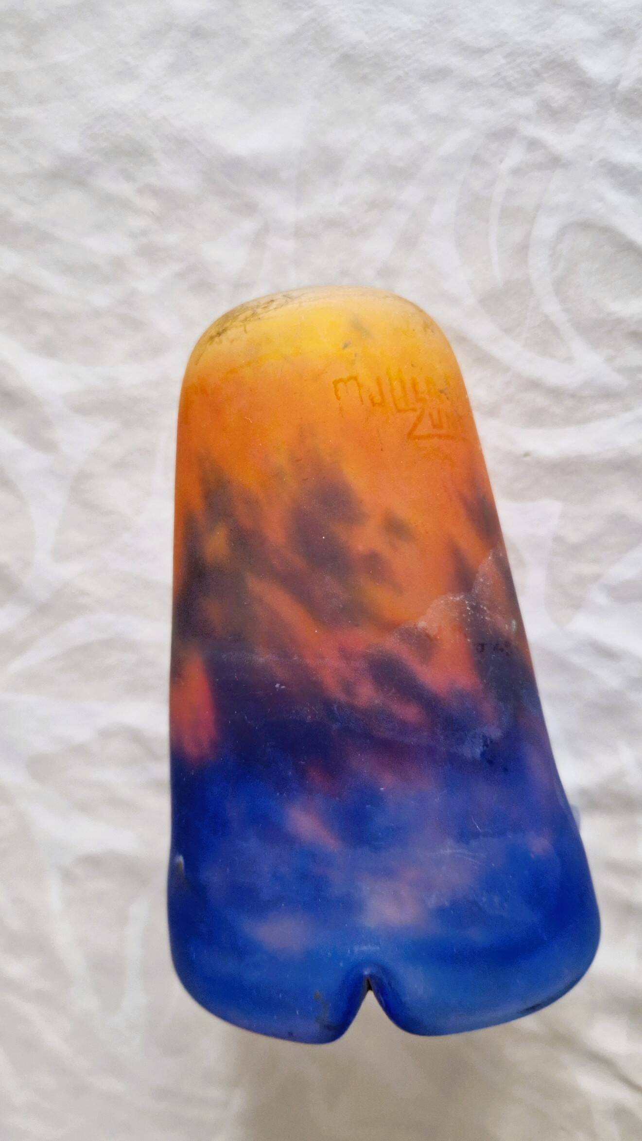 Muller Frères orange and blue glass paste lampshade