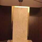 Travertine and Camille Breesch 1970 brass table lamp