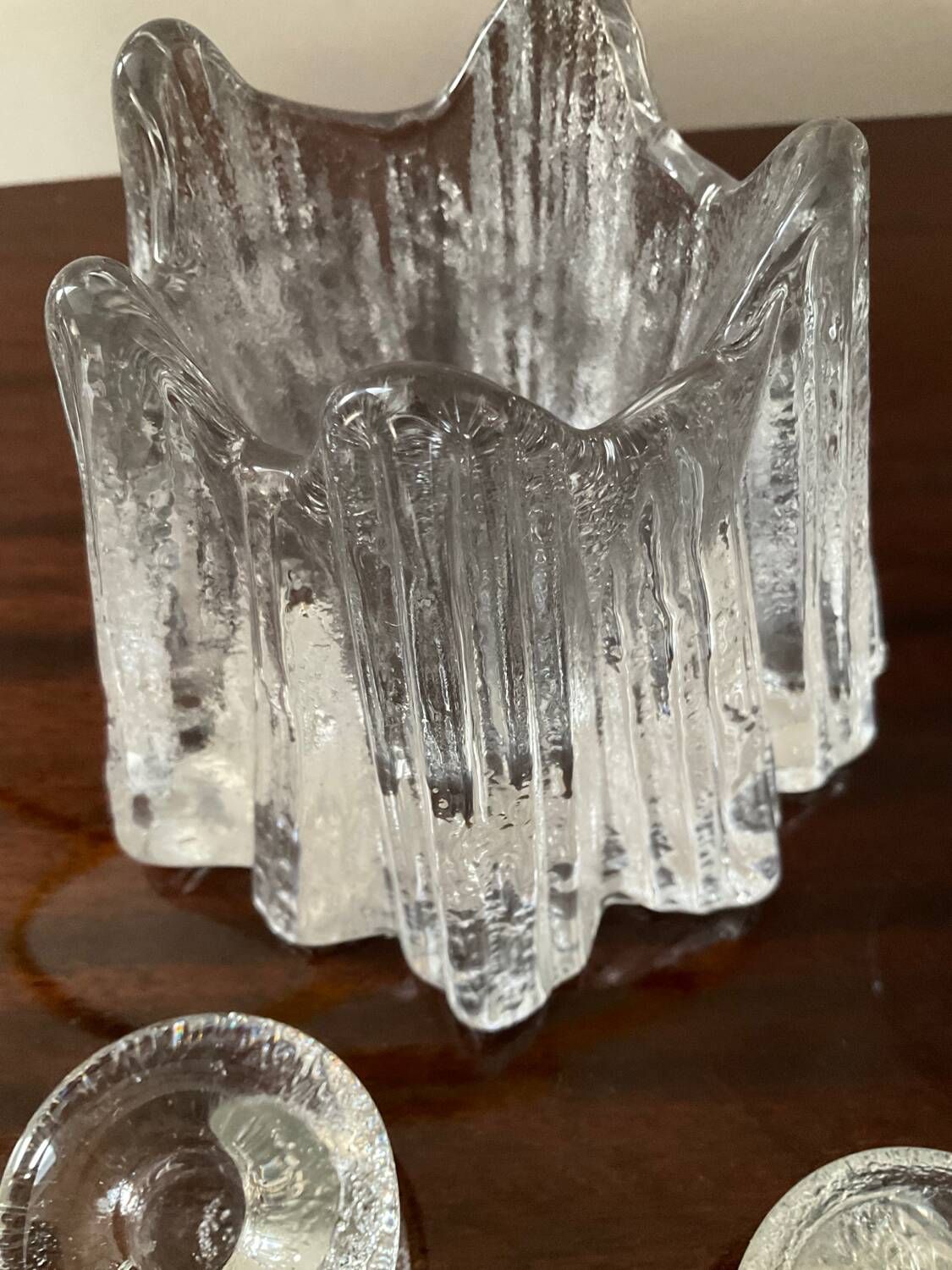 Series 6 vintage candlesticks pressed molded glass paste