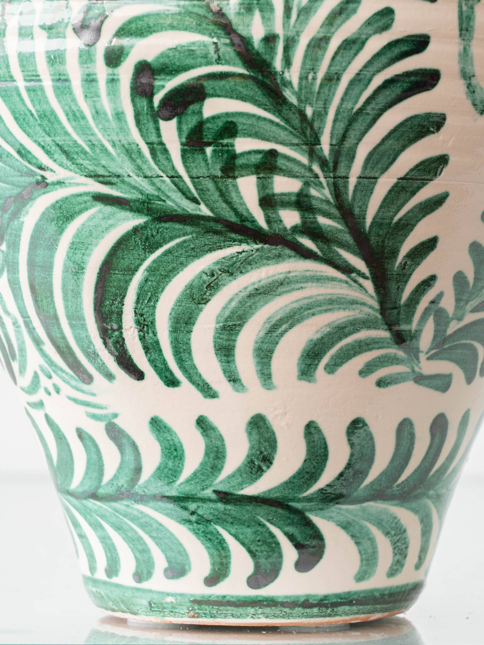 Pair of Spanish Revival Ceramic Table Lamps from Granada, New Linen Lampshades