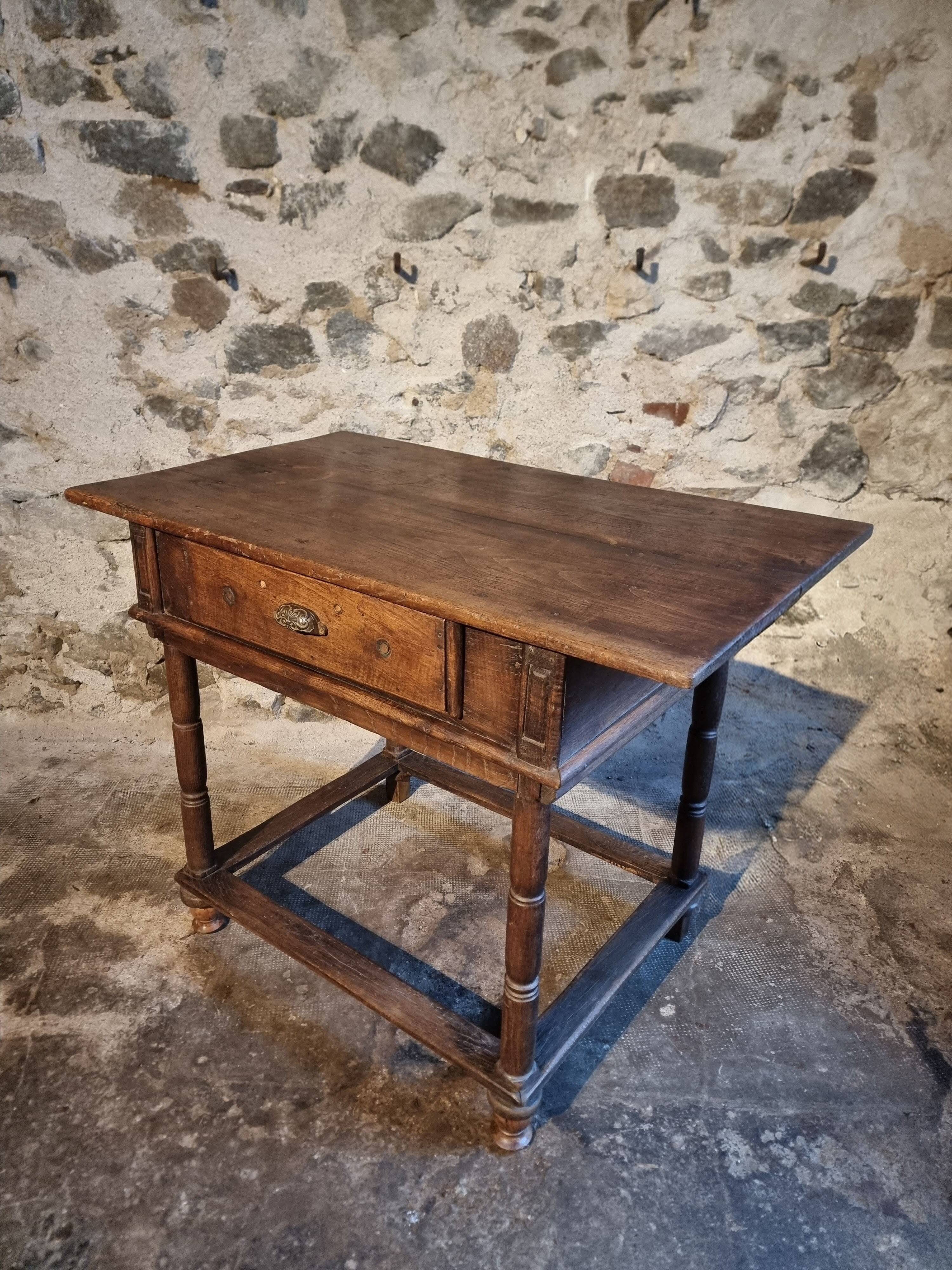 Rustic French oak table with drawer, late 18th – early 19th century, Auvergne