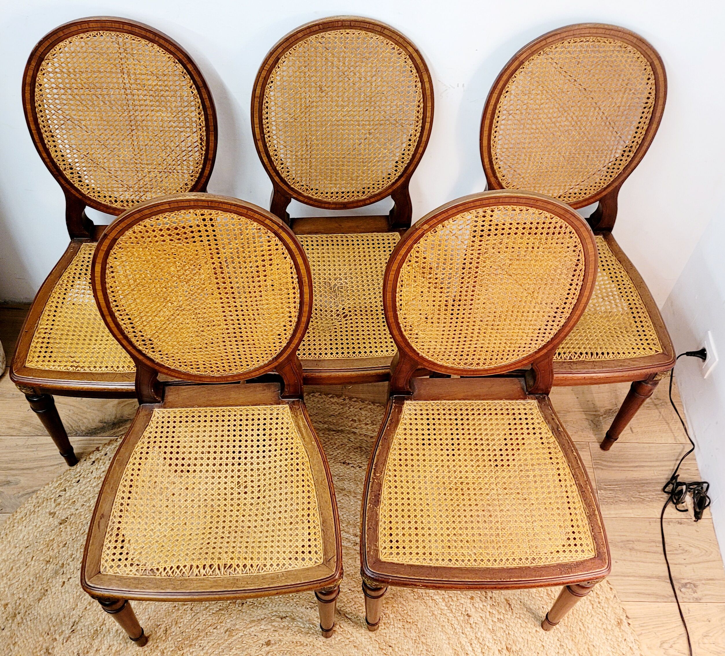 5 Louis XVI style medallion chairs