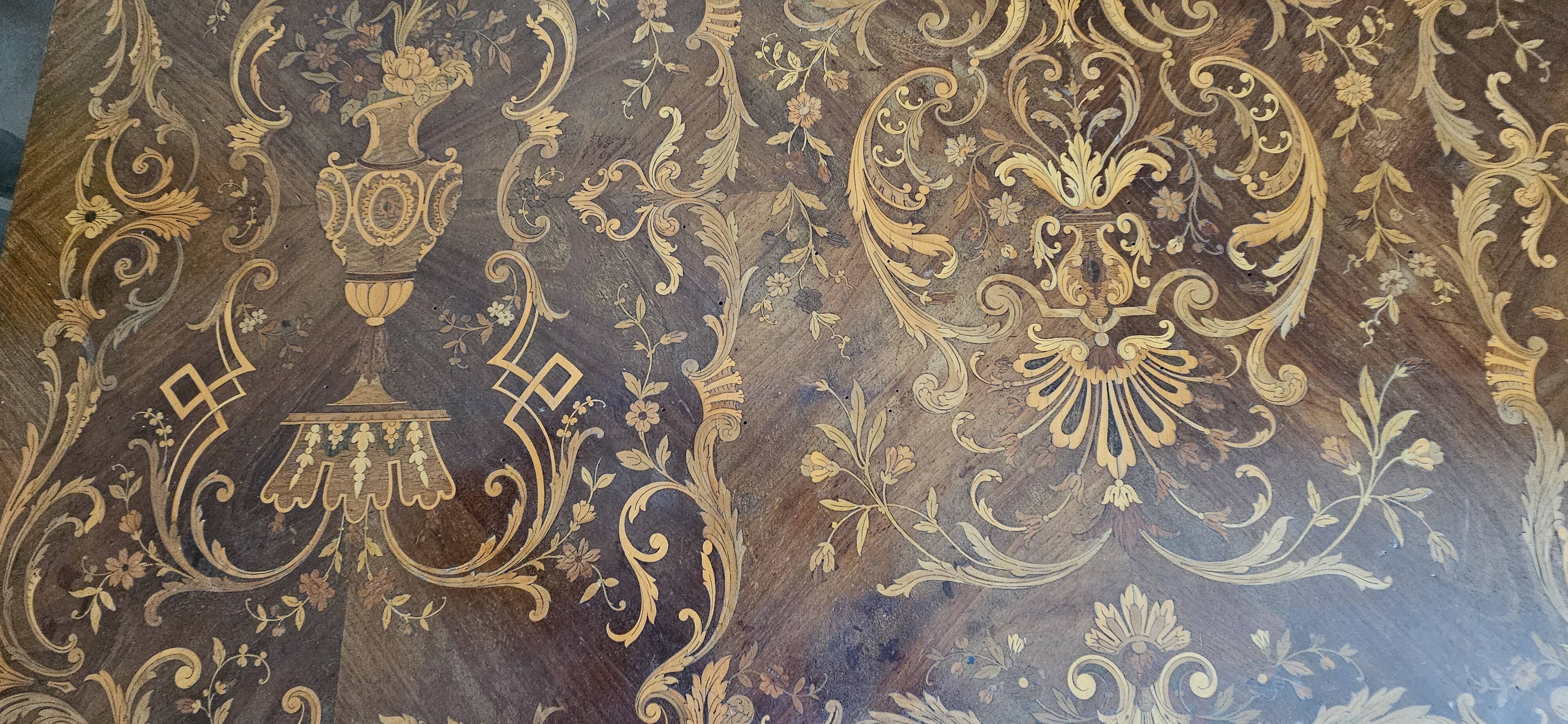 Louis XV style desk table in marquetry, Napoleon 1st period