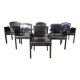 Black leather Italian dining chairs, 1980s - set of 6