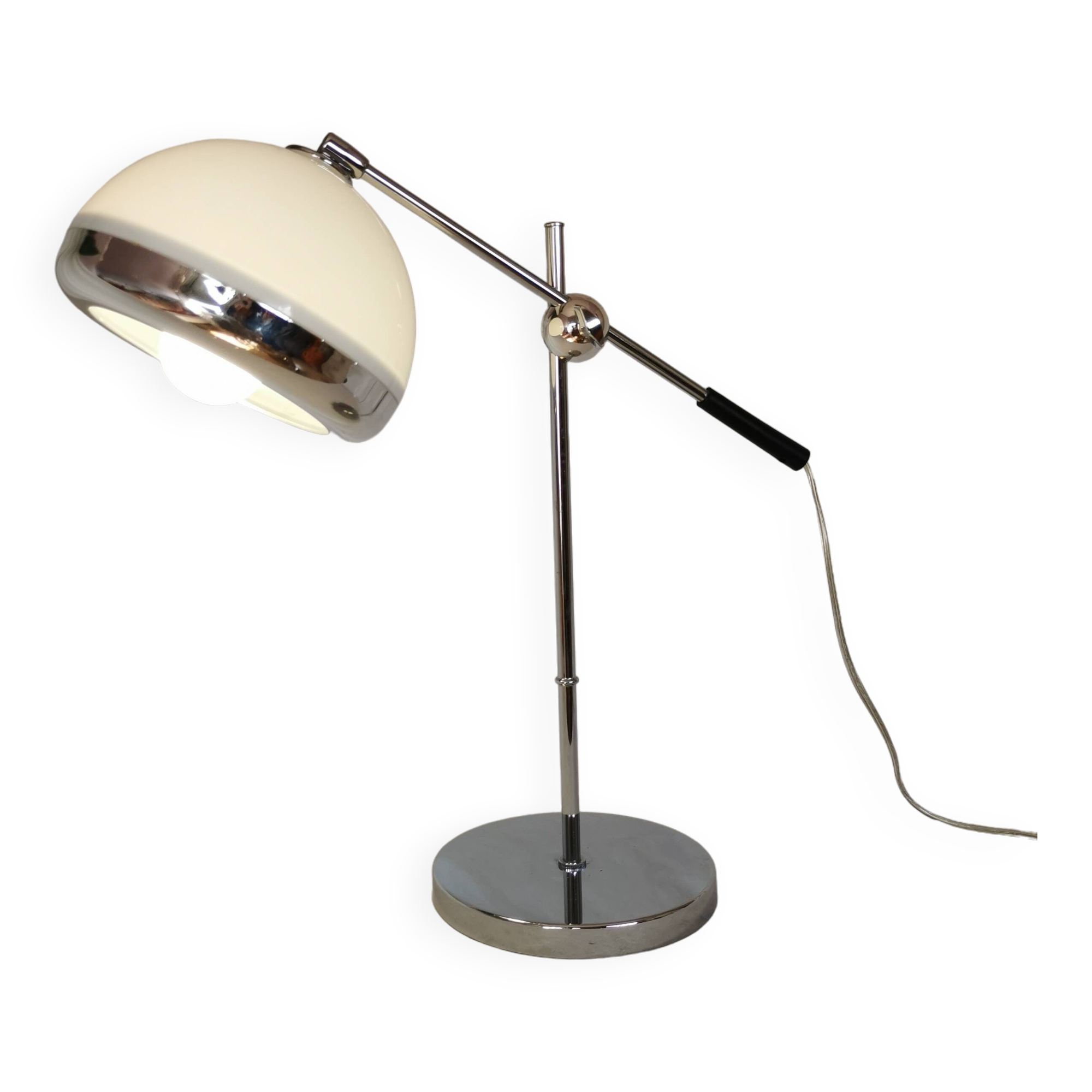Articulated lamp, plastic and chrome, mushroom, 1970 style