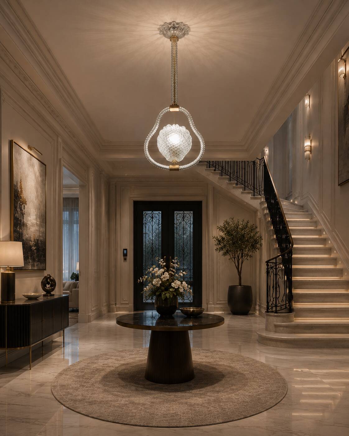 Charming "Shell" Trasparent Murano Glass Chandelier by Barovier e Toso, 194