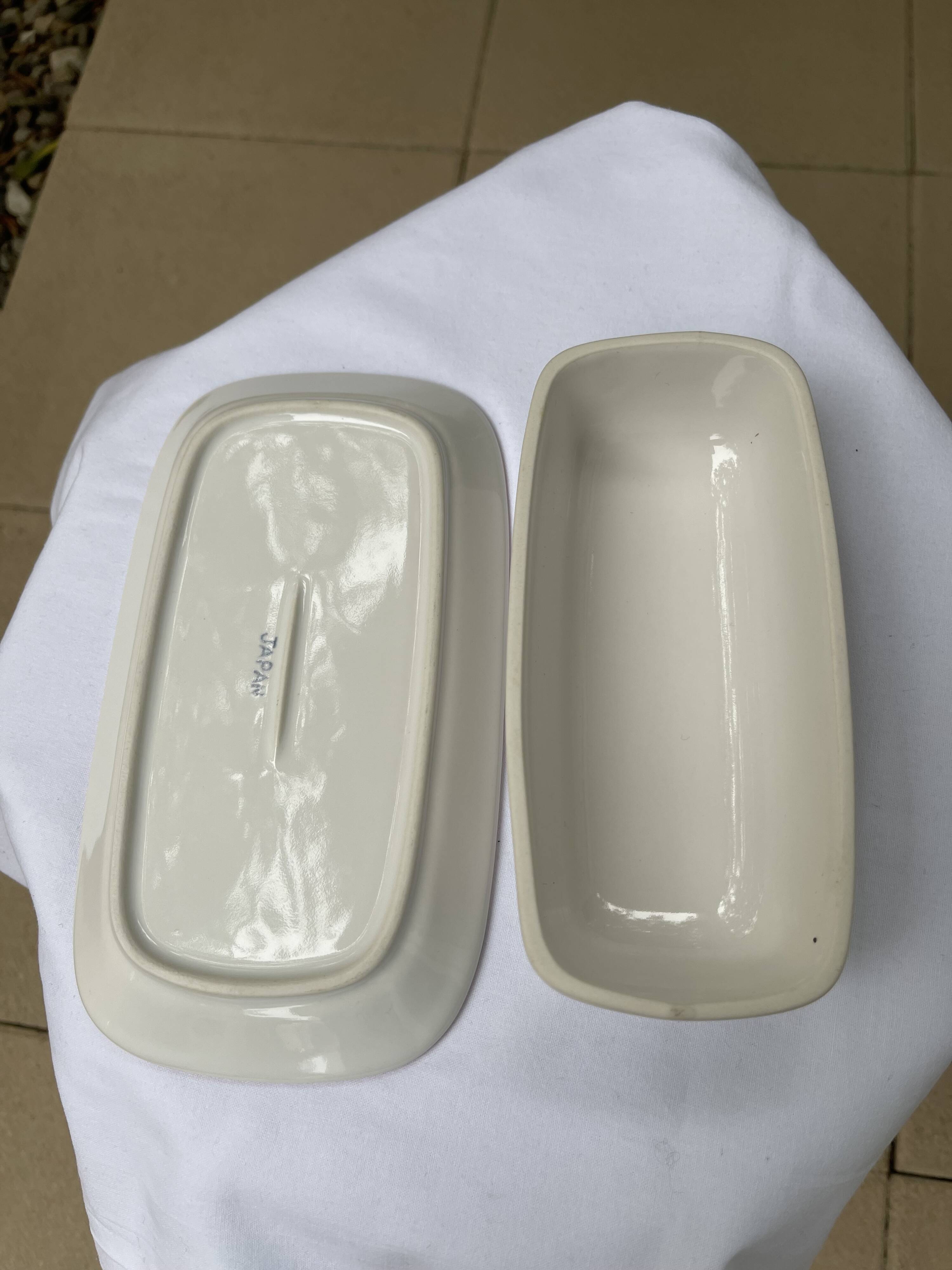 Vintage ceramic butter dish with lid.