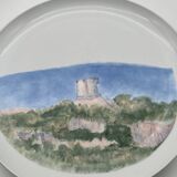Assiette en porcelaine peint main décor paysage